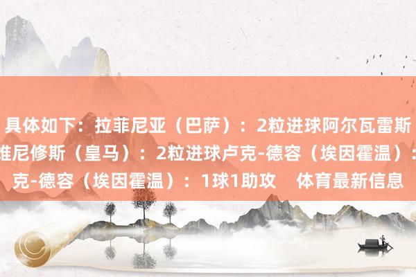 具体如下：拉菲尼亚（巴萨）：2粒进球阿尔瓦雷斯（马竞）：2粒进球维尼修斯（皇马）：2粒进球卢克-德容（埃因霍温）：1球1助攻    体育最新信息