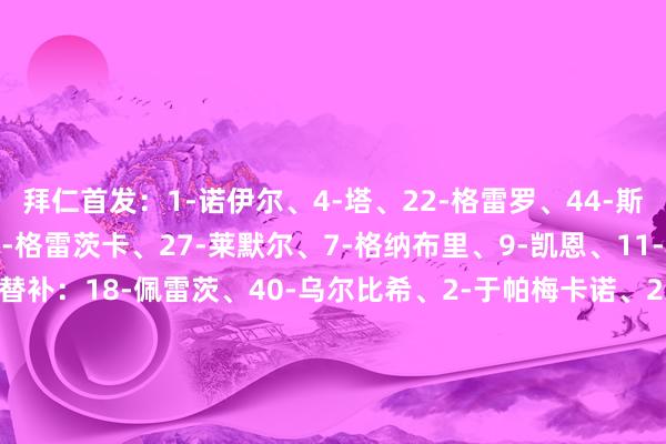 拜仁首发：1-诺伊尔、4-塔、22-格雷罗、44-斯坦尼西奇、6-基米希、8-格雷茨卡、27-莱默尔、7-格纳布里、9-凯恩、11-科曼、17-奥利塞拜仁替补：18-佩雷茨、40-乌尔比希、2-于帕梅卡诺、23-博伊、49-阿兹努、16-帕利尼亚、20-比绍夫、35-克拉滕马赫、42-穆西亚拉、45-帕夫洛维奇、46-伦纳特-卡尔、47-桑托斯-戴伯尔、10-萨内、25-穆勒、41-阿萨雷博卡后生首发：25-马尔切辛、17-阿德文库拉、23-布兰科、32-艾尔顿-科斯塔、40-迪洛洛、5-巴塔利亚、8-帕拉西奥斯、20-贝拉斯科、22-泽农、30-贝尔蒙特、16-梅伦蒂尔博卡后生替补：12-布雷、13-哈维尔-加西亚、3-萨拉基、6-罗霍、18-法布拉、26-马可-佩莱格里诺、42-布隆德尔、14-米拉蒙、15-阿拉尔孔、27-布拉伊达、43-米尔顿-德尔增多、7-泽巴罗斯、9-M-吉梅内斯、11-卢卡斯-延森、33-阿吉雷    体育最新信息