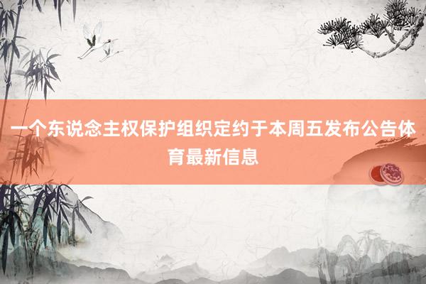 一个东说念主权保护组织定约于本周五发布公告体育最新信息