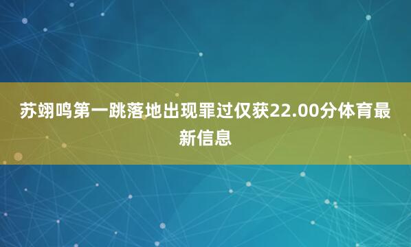 苏翊鸣第一跳落地出现罪过仅获22.00分体育最新信息