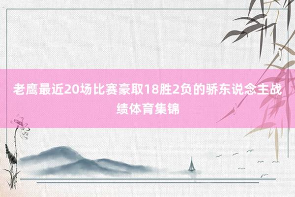 老鹰最近20场比赛豪取18胜2负的骄东说念主战绩体育集锦